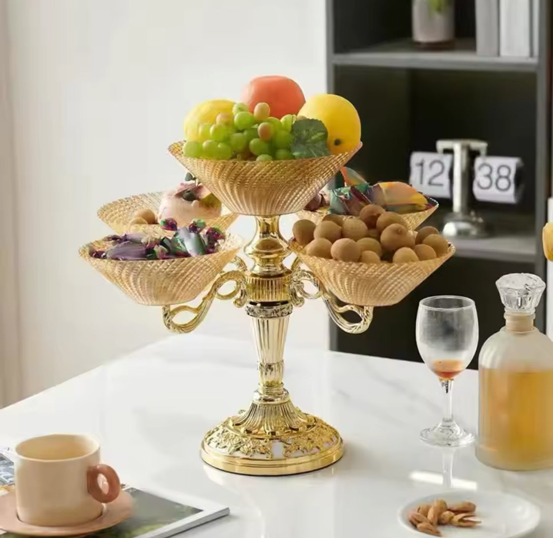 Vintage Style Luxury Rotating Fruit Tray, Rotating Snack Serving Tray, Snack Dried Fruit Plate, Fruit Tray Serving Tray With Stand Vintage Style Luxury Rotating Fruit Tray, Rotating Snack Serving Tray, Snack Dried Fruit Plate, Fruit Tray Serving Tray With Stand